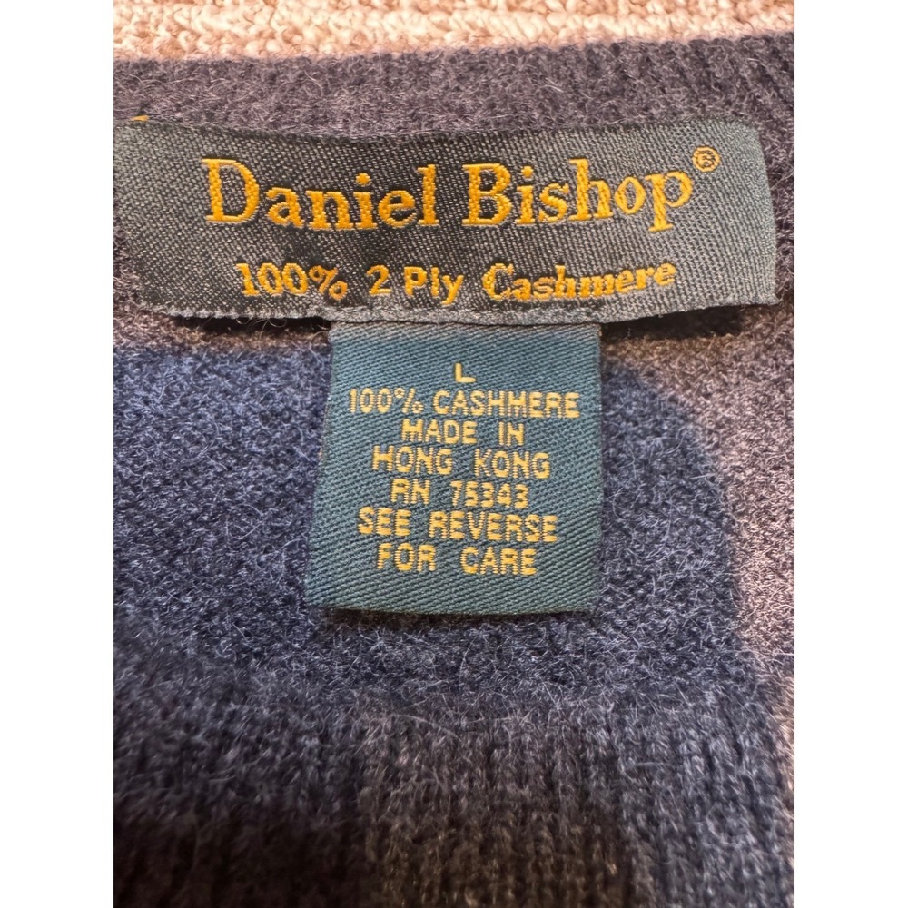 Daniel Bishop Mens Charcoal Grey 100% 2-Ply Cashmere Crewneck Sweater Large L - Picture 3 of 7